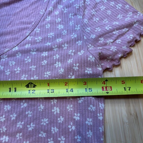 American Eagle Soft & Sexy Ribbed Cropped Y2K Baby T Shirt Medium Pink White - Picture 6 of 6